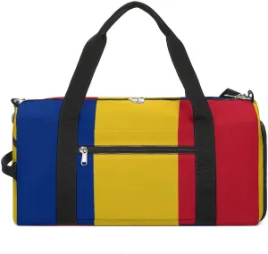 Lightweight Romanian Flag Duffel Bag for Boys Girls with Wet Pocket Gym Tote