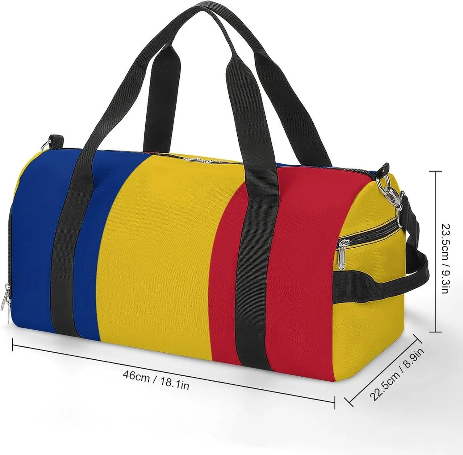 Lightweight Romanian Flag Duffel Bag for Boys Girls with Wet Pocket Gym Tote