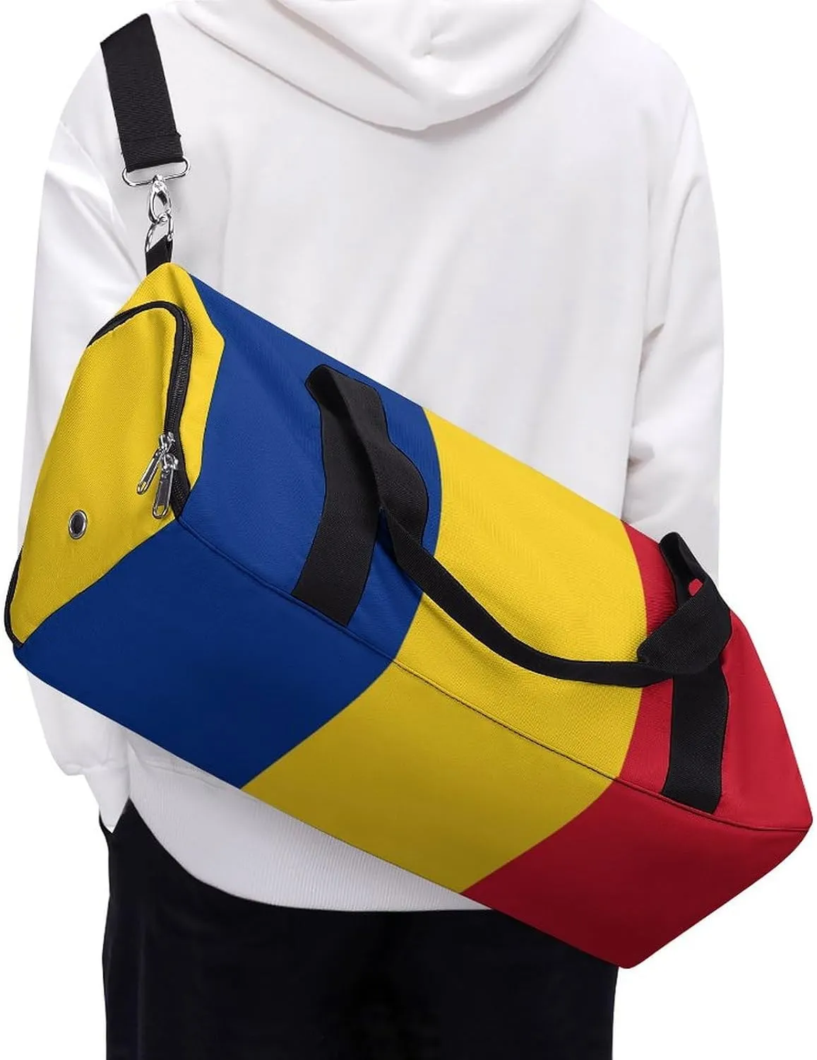 Lightweight Romanian Flag Duffel Bag for Boys Girls with Wet Pocket Gym Tote