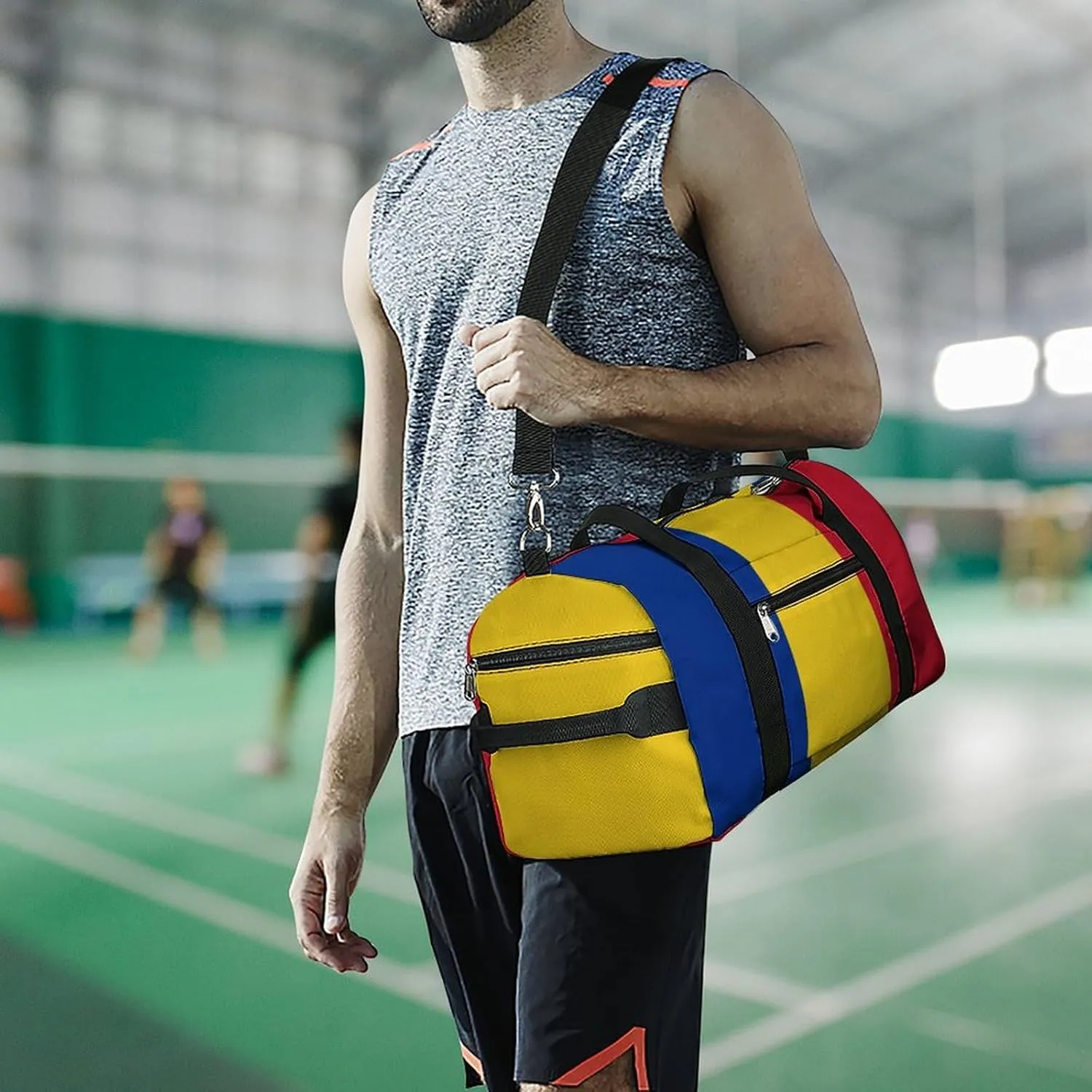Lightweight Romanian Flag Duffel Bag for Boys Girls with Wet Pocket Gym Tote