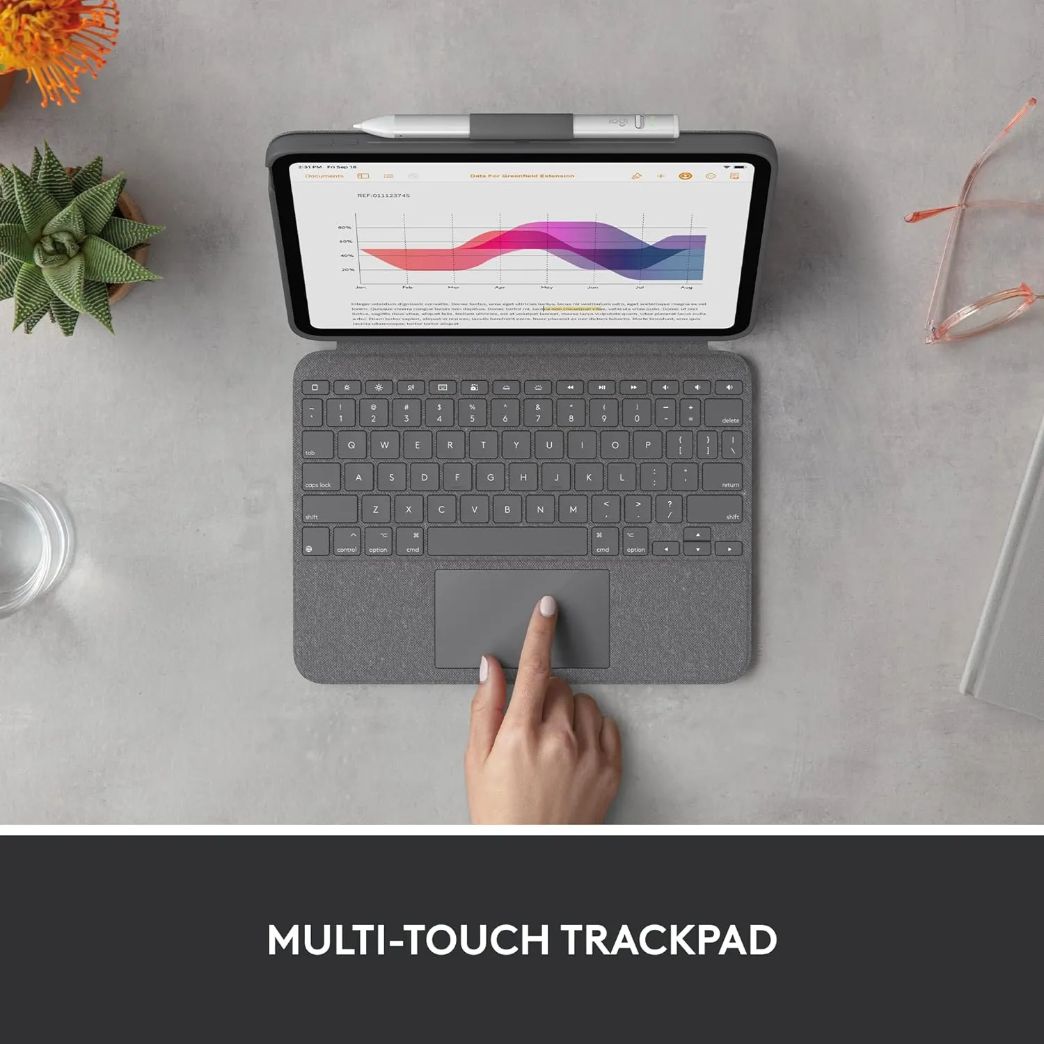 Logitech Combo Touch iPad 10th Gen Case, Detachable Keyboard, Large Precision Trackpad, Backlit Keyboard, Smart Connector - Oxford Gray