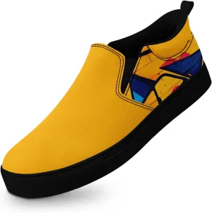 Low-top Slip-On Sneakers for Men, Women's Comfortable Flat Canvas Shoes Casual Loafers with Graffiti Style Design