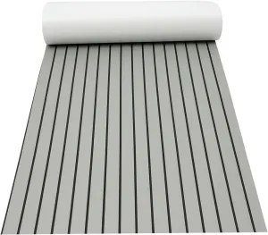 LOYALHEARTDY Boat Flooring EVA Foam Decking Sheet Faux Teak Marine Mat Marine Carpet Mat Non-Slip Self-Adhesive Flooring Mat for Marine RV Yacht Kayak 94.5''x35.4''