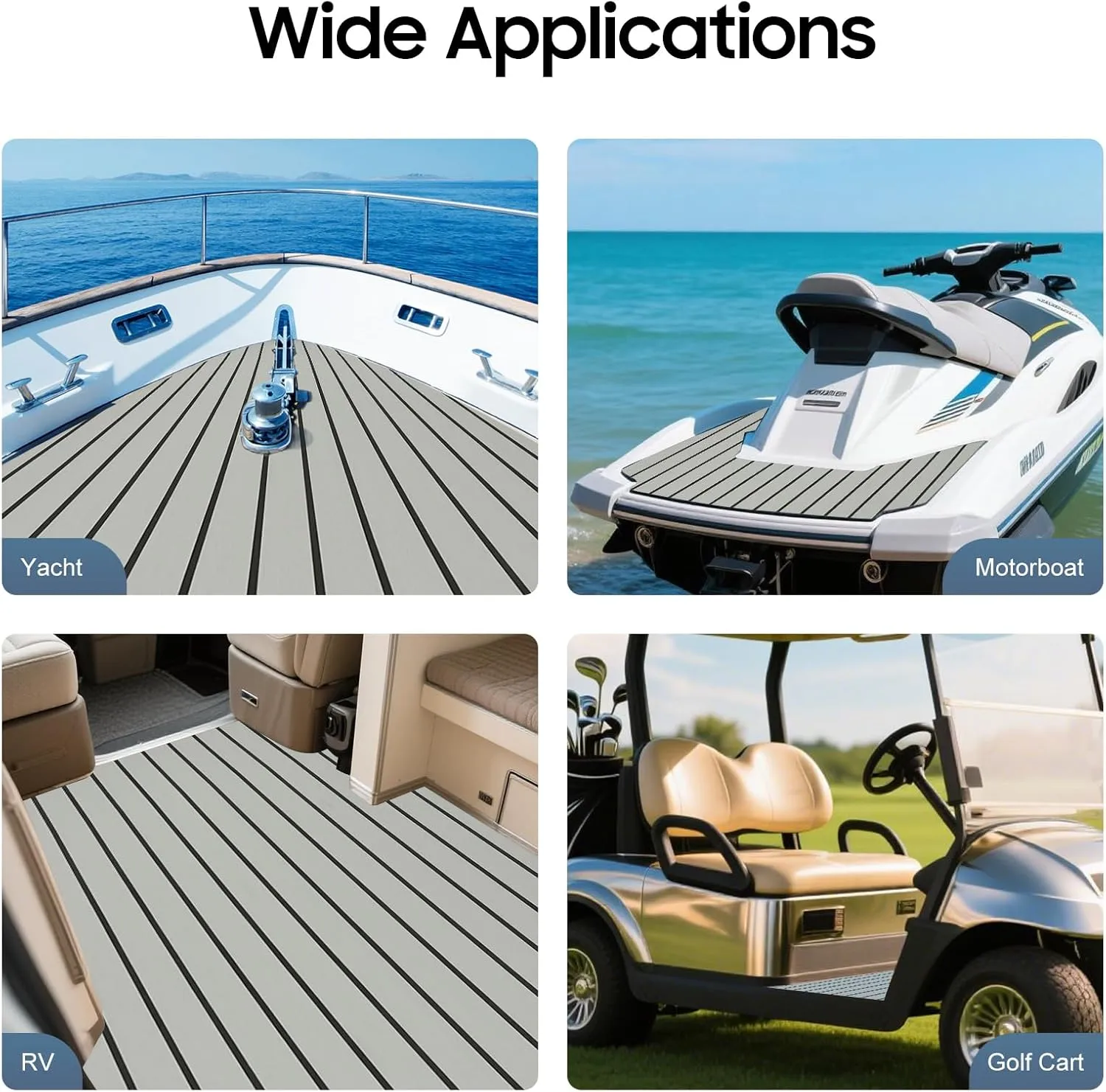 LOYALHEARTDY Boat Flooring EVA Foam Decking Sheet Faux Teak Marine Mat Marine Carpet Mat Non-Slip Self-Adhesive Flooring Mat for Marine RV Yacht Kayak 94.5''x35.4''