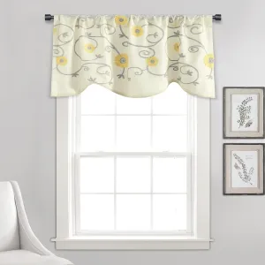 Lush Decor Royal Garden Valance Floral Window Kitchen Curtain (Single), 42”W x 18"L, Yellow