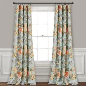 Lush Decor Sydney Light Filtering Window Curtain Panels, Pair, 52" W x 95" L, Blue & Green - Botanical Garden - Country Cottage Home Decor - Floral Curtains for Bedroom, Living Room, & Dining Room