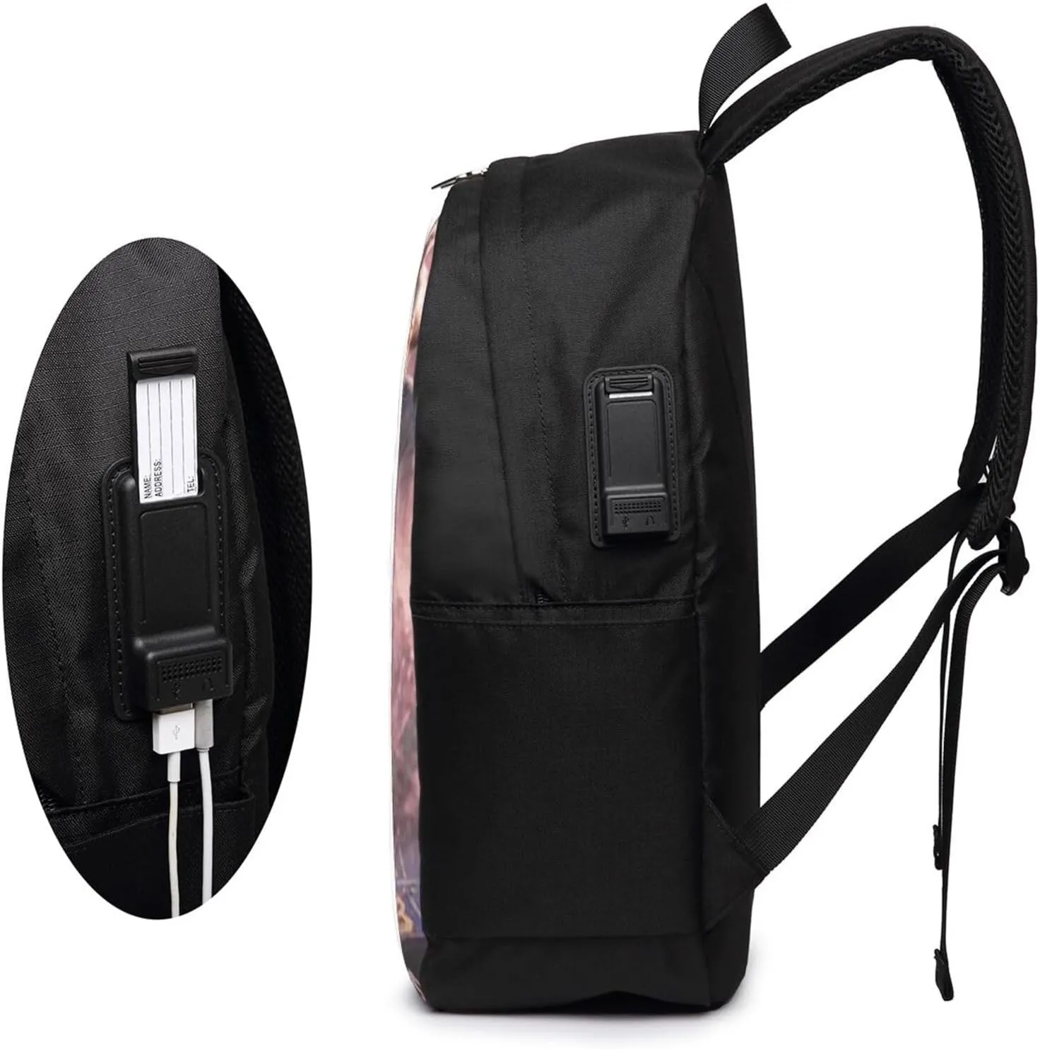 M-essi simple large capacity backpack, the whole bag is stylish and lightweight, the main bag is large enough Black