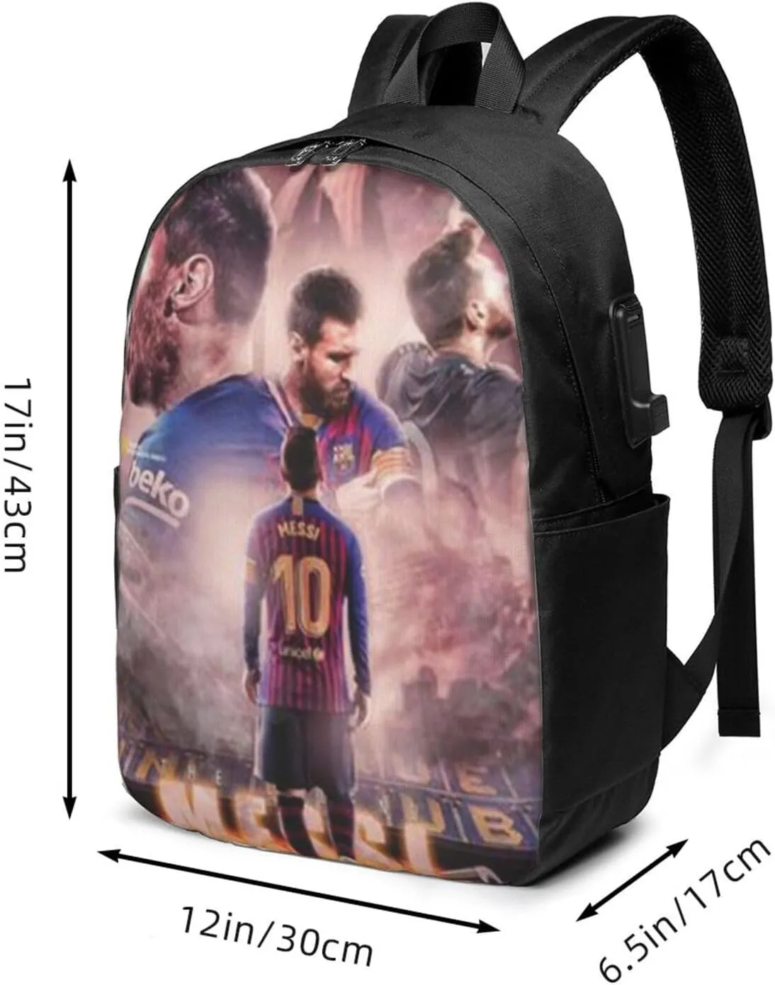 M-essi simple large capacity backpack, the whole bag is stylish and lightweight, the main bag is large enough Black