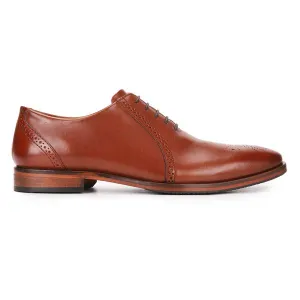 Mark : Tan Medallion Toe Oxford Formal Shoes