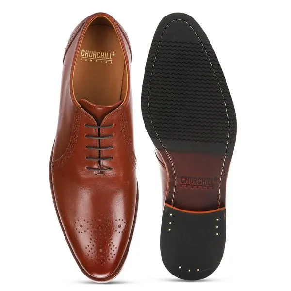 Mark : Tan Medallion Toe Oxford Formal Shoes