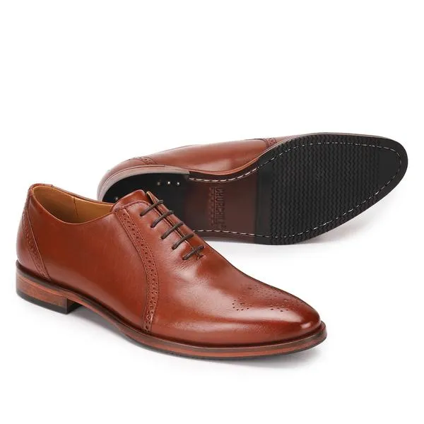 Mark : Tan Medallion Toe Oxford Formal Shoes