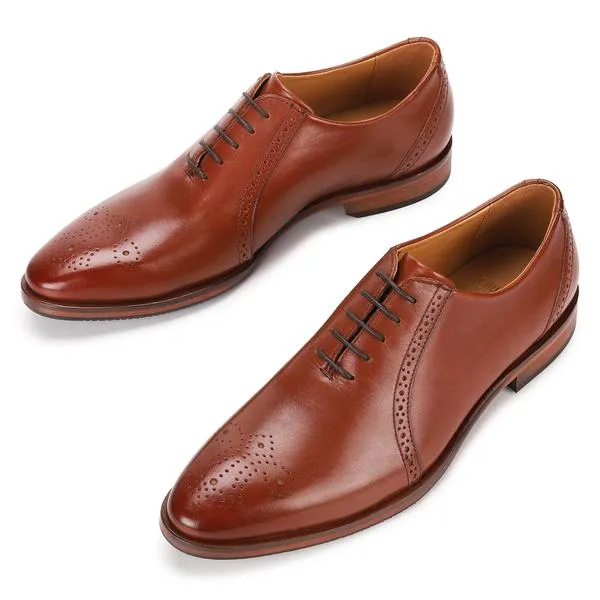 Mark : Tan Medallion Toe Oxford Formal Shoes