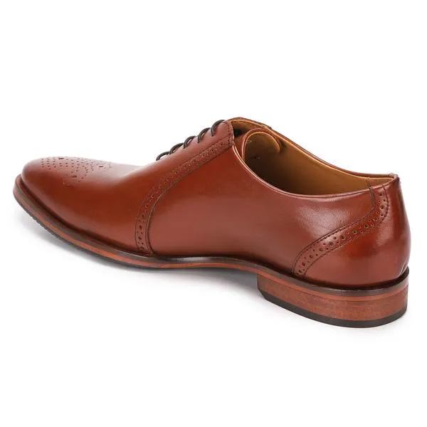 Mark : Tan Medallion Toe Oxford Formal Shoes