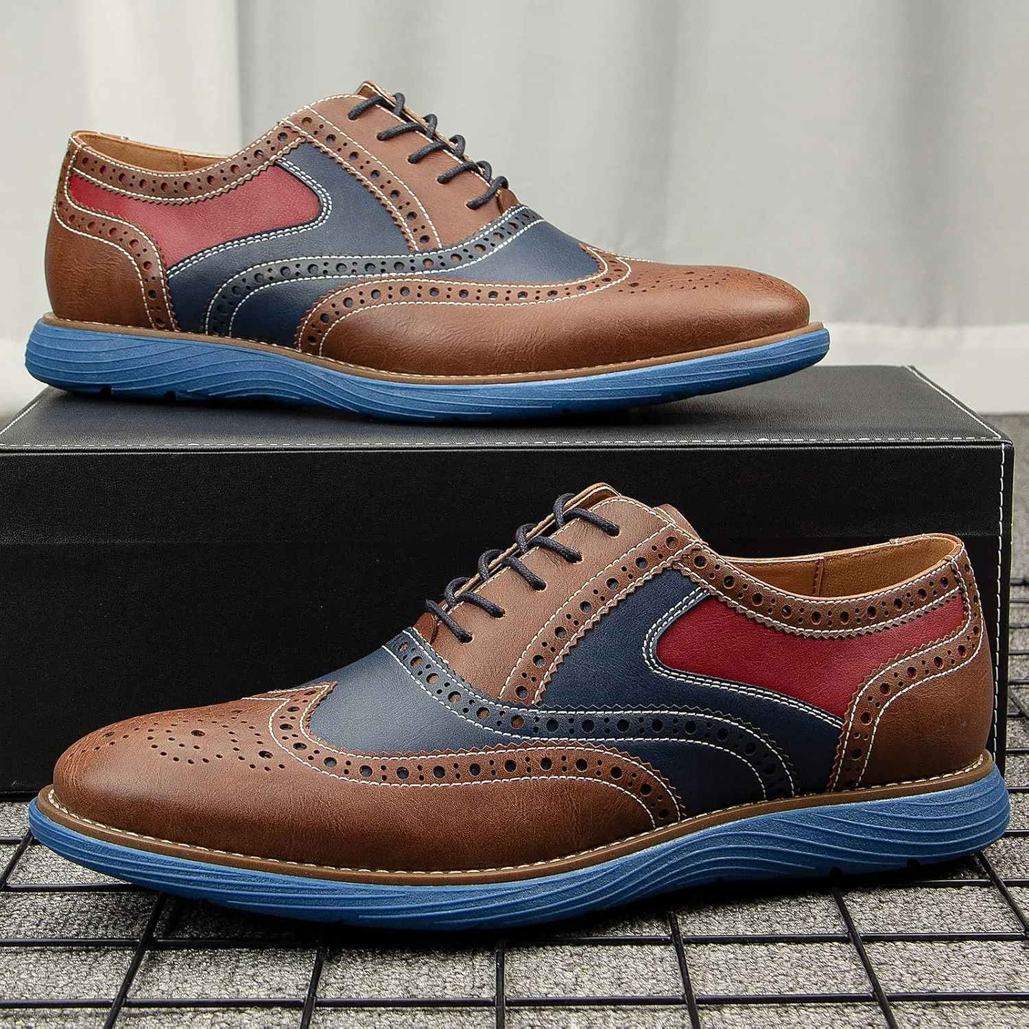Meijiana Men's Oxford Shoes - Blue - Casual Dress Shoes