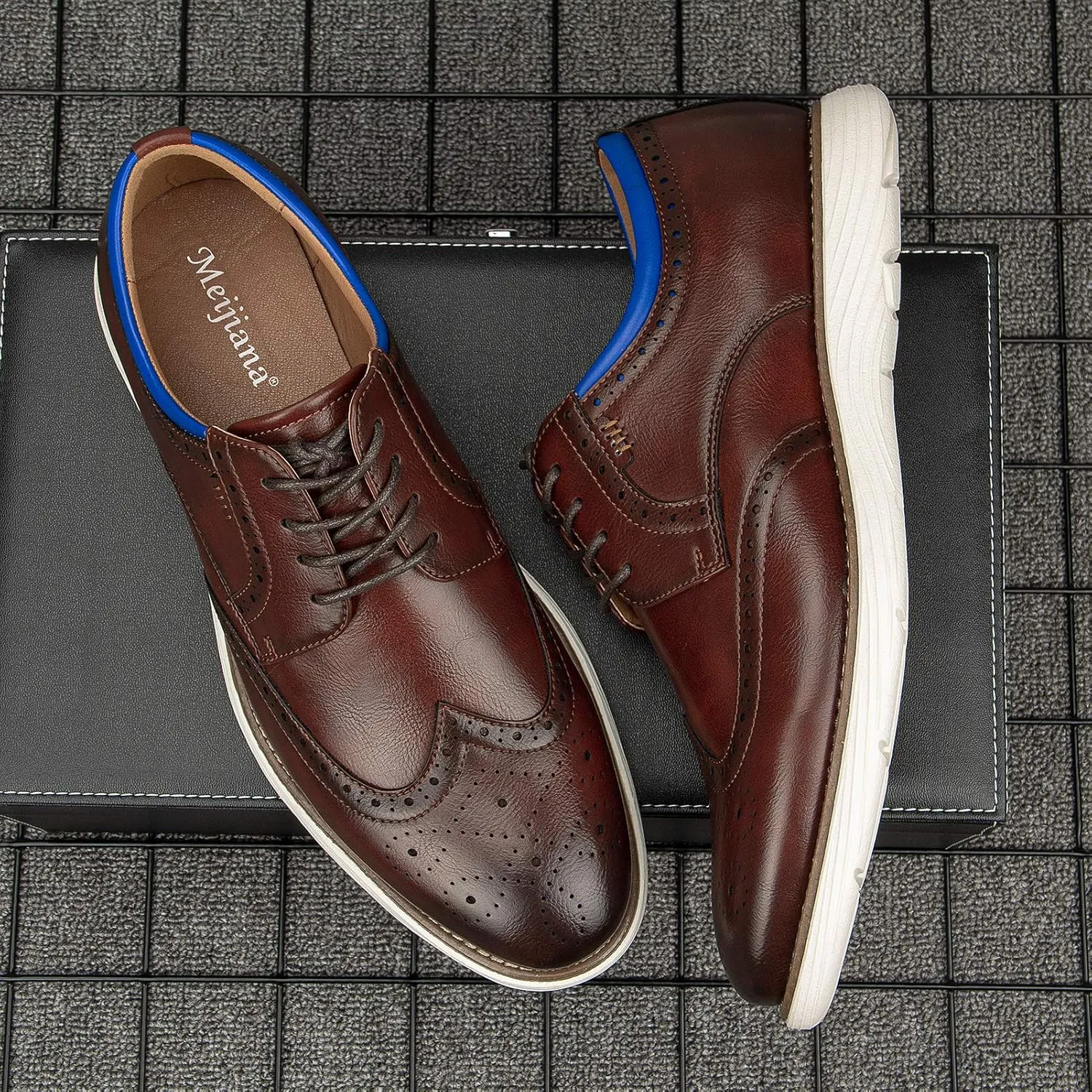 Meijiana Men's Oxford Shoes - Blue - Casual Dress Shoes