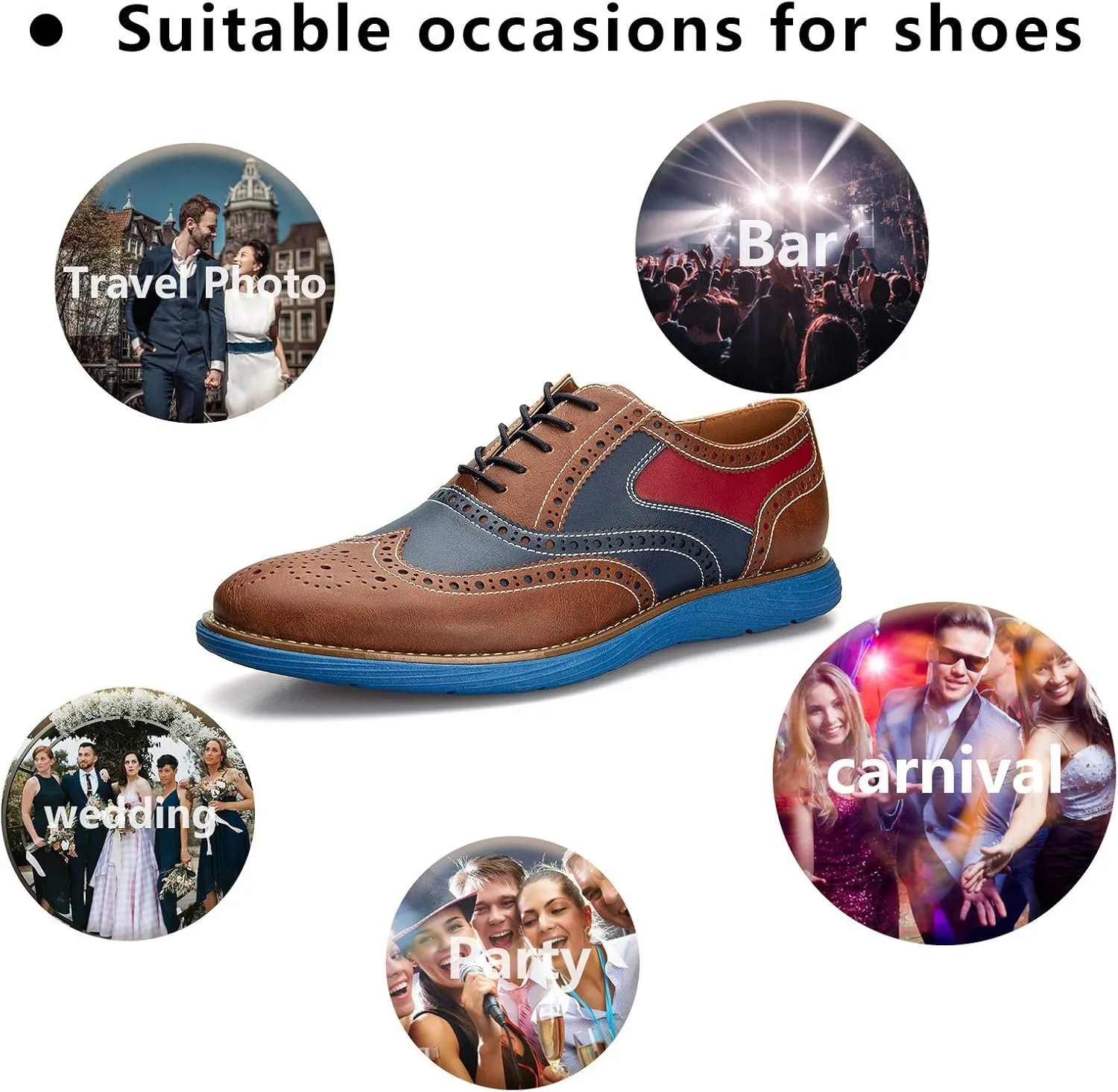 Meijiana Men's Oxford Shoes - Blue - Casual Dress Shoes