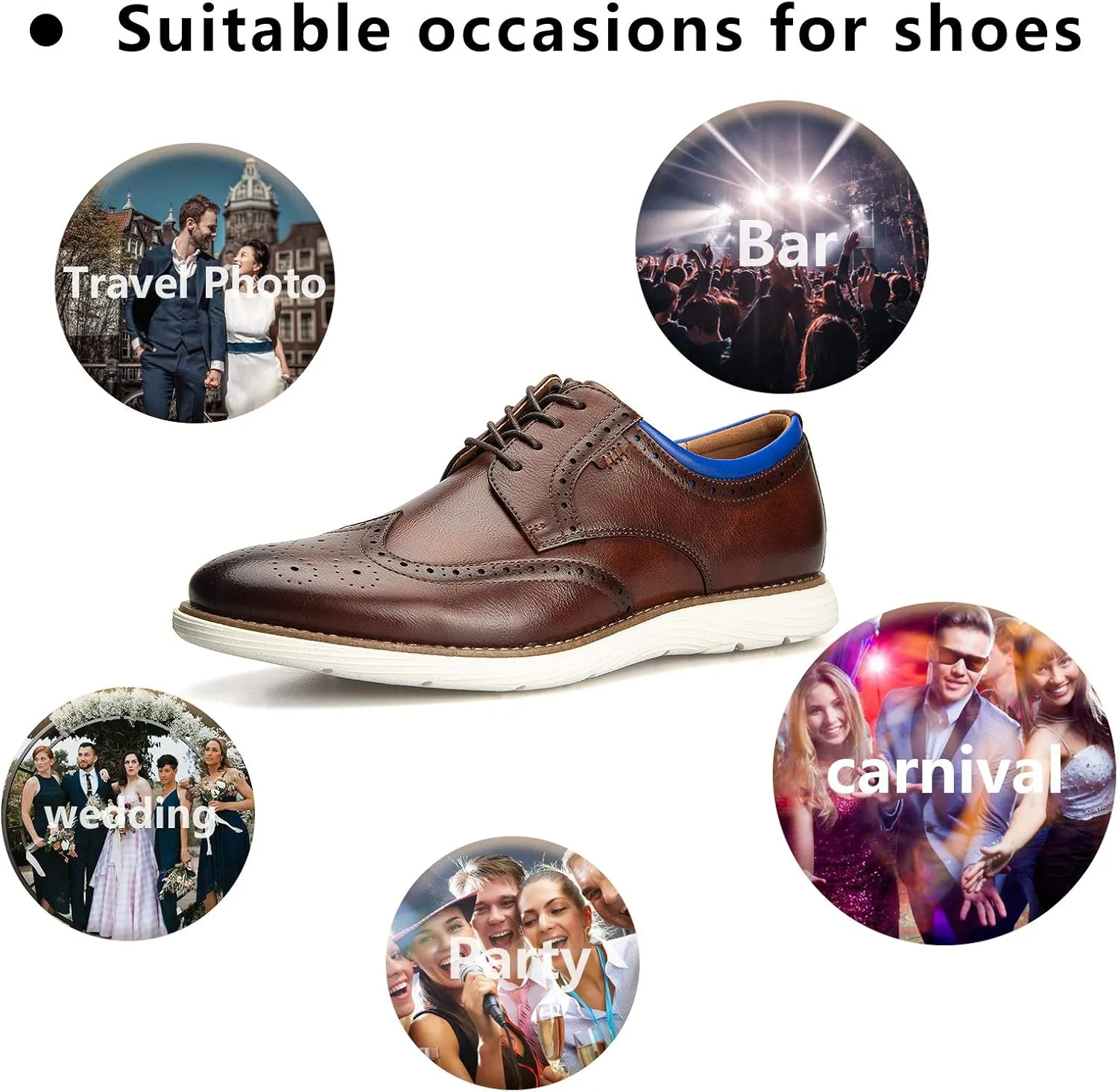 Meijiana Men's Oxford Shoes - Blue - Casual Dress Shoes