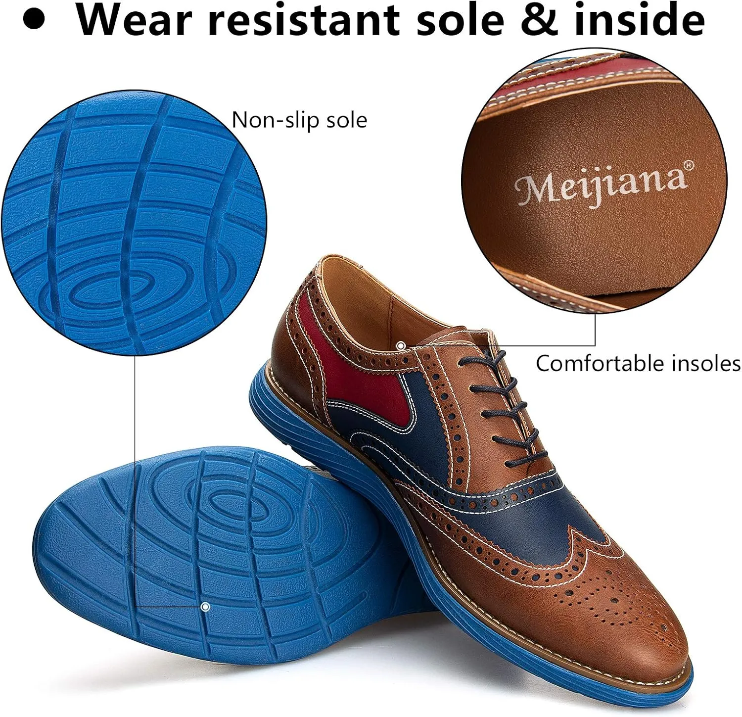 Meijiana Men's Oxford Shoes - Blue - Casual Dress Shoes