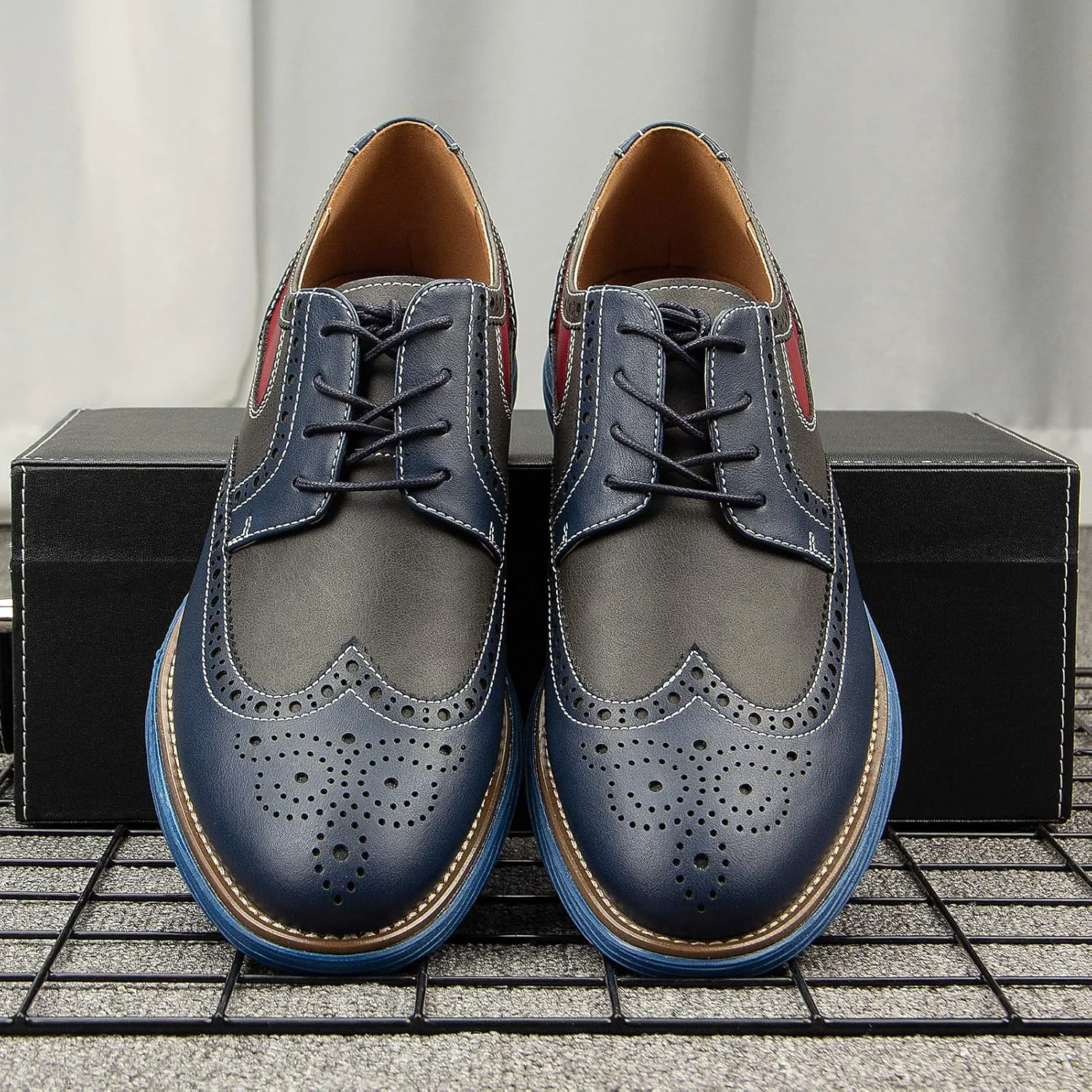 Meijiana Men's Oxford Shoes - Blue - Casual Dress Shoes