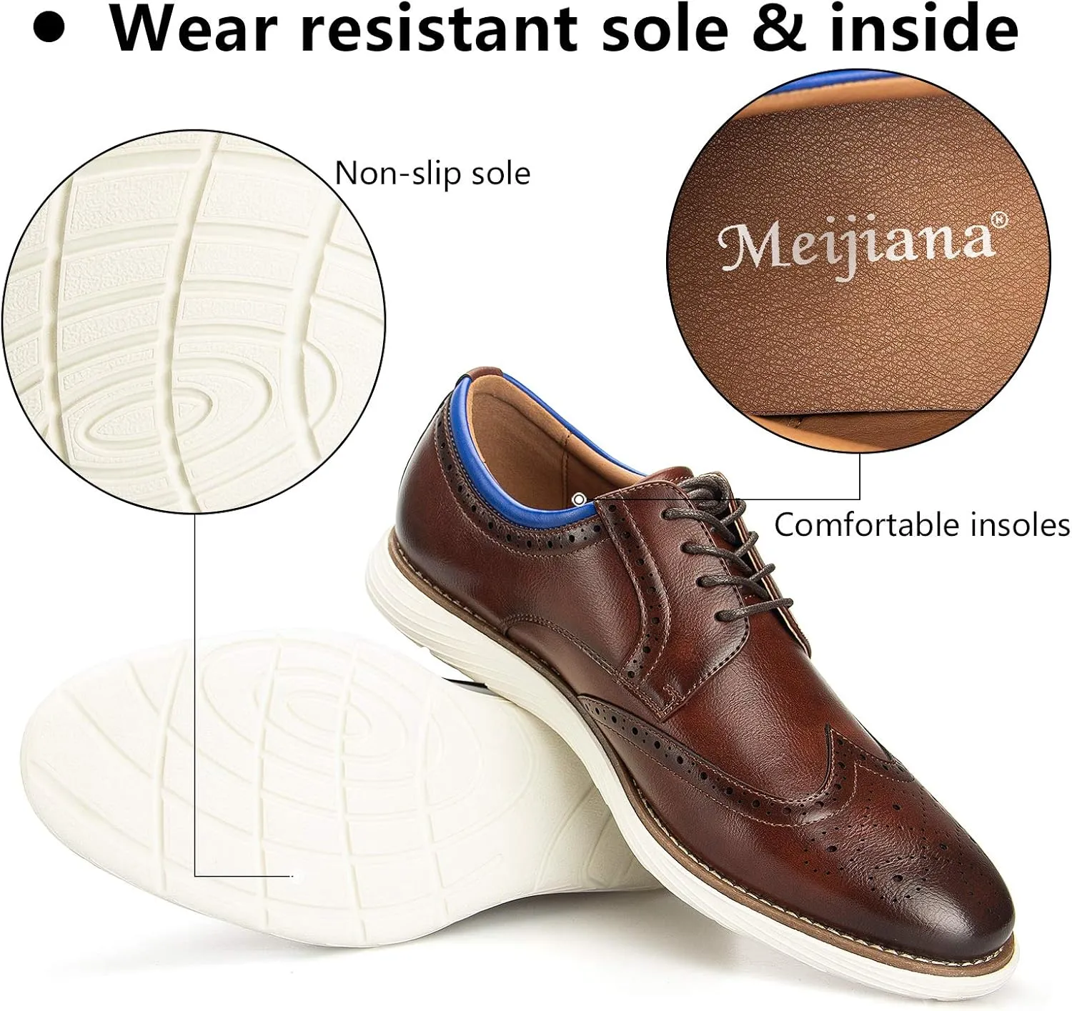 Meijiana Men's Oxford Shoes - Blue - Casual Dress Shoes