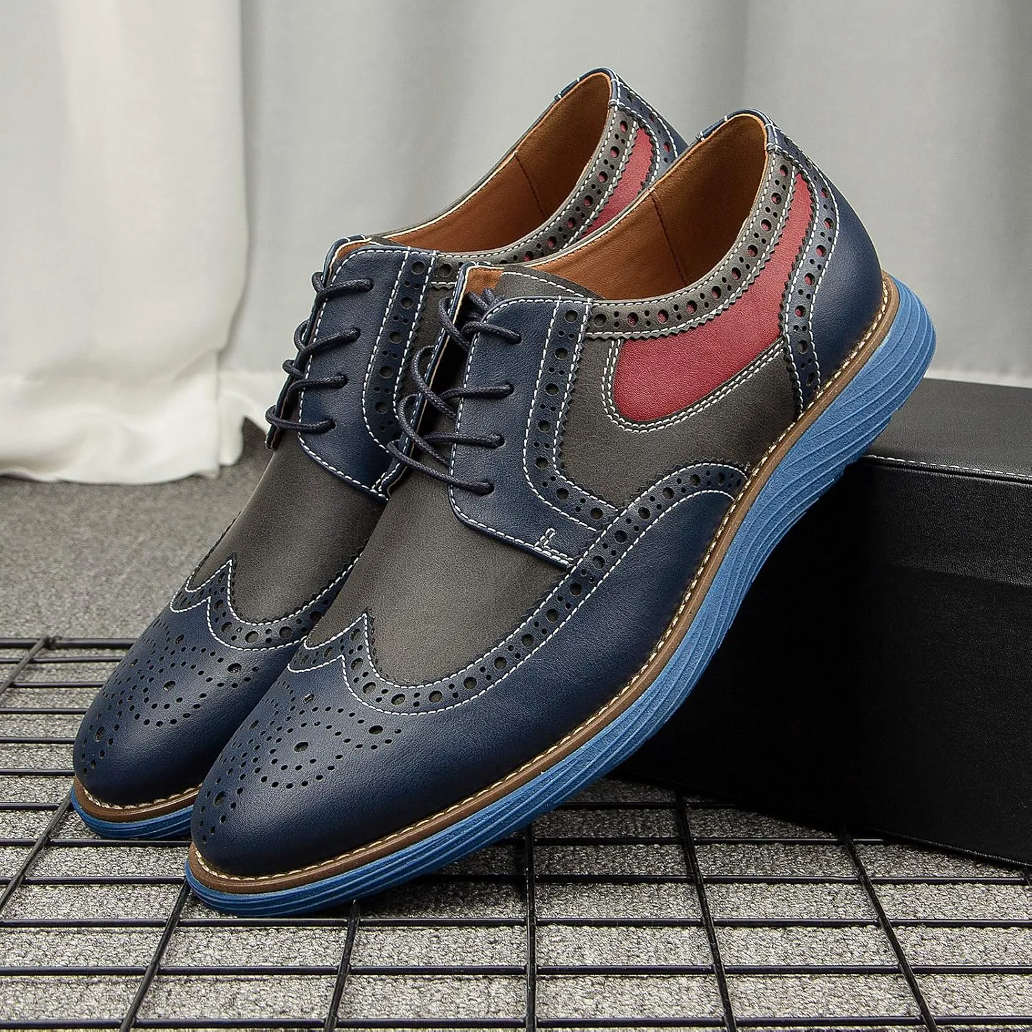 Meijiana Men's Oxford Shoes - Blue - Casual Dress Shoes