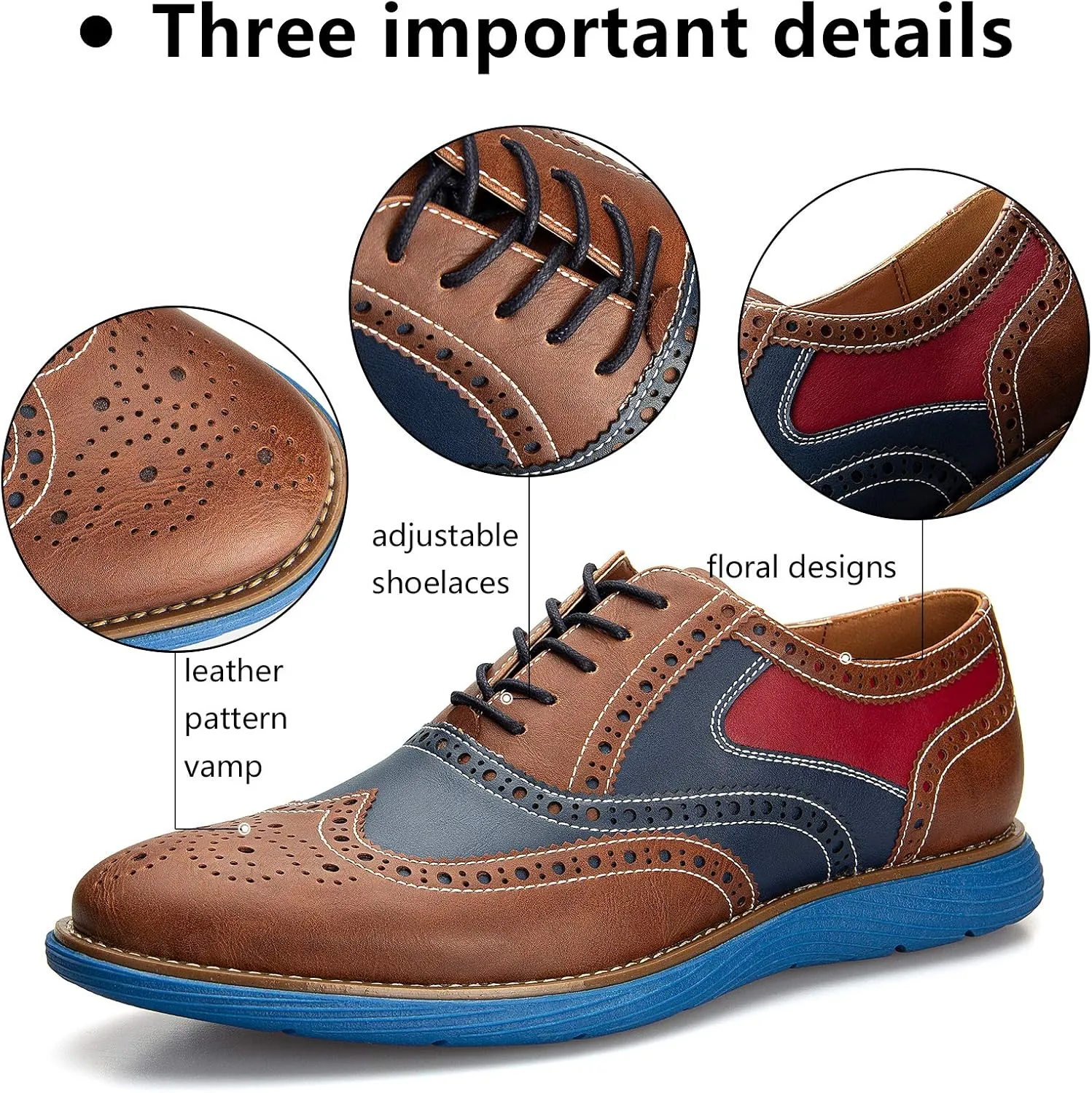 Meijiana Men's Oxford Shoes - Blue - Casual Dress Shoes