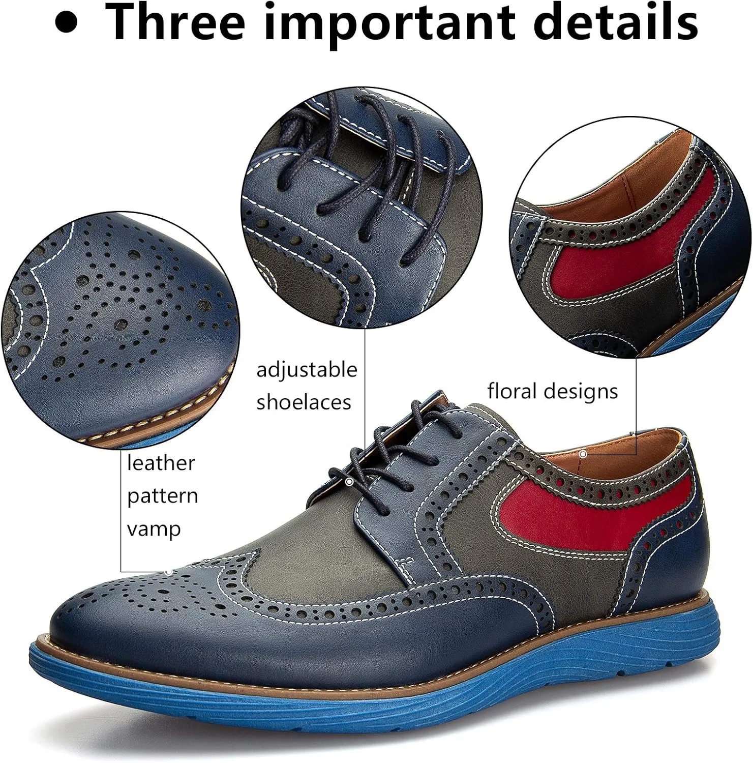 Meijiana Men's Oxford Shoes - Blue - Casual Dress Shoes