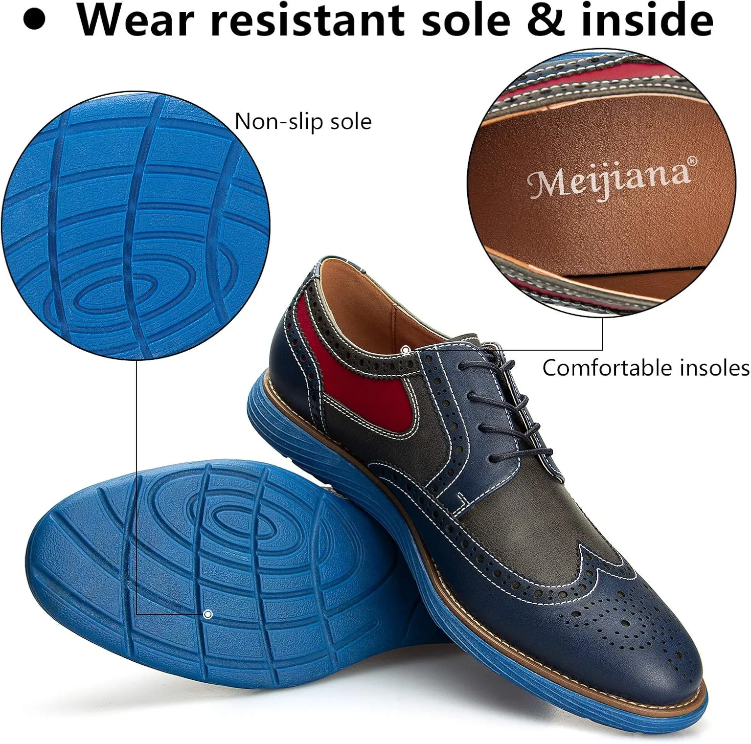 Meijiana Men's Oxford Shoes - Blue - Casual Dress Shoes