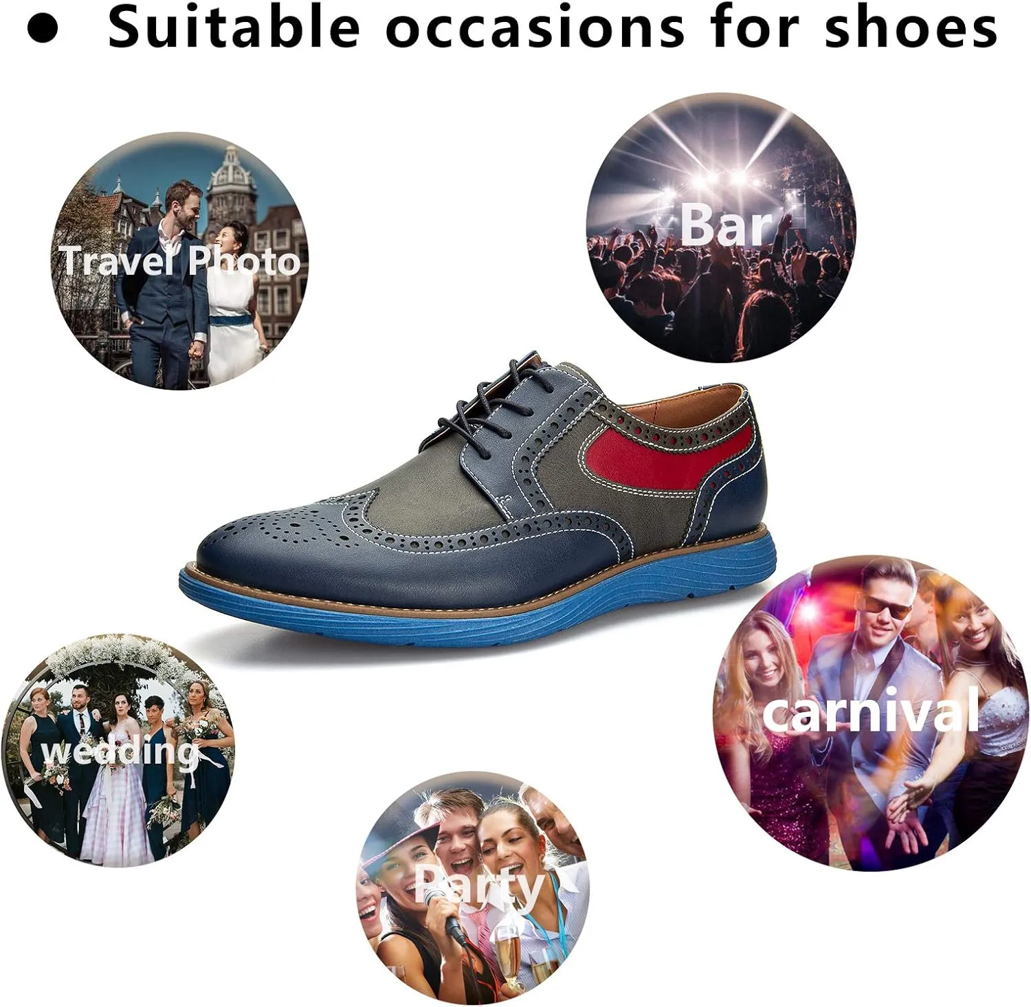 Meijiana Men's Oxford Shoes - Blue - Casual Dress Shoes