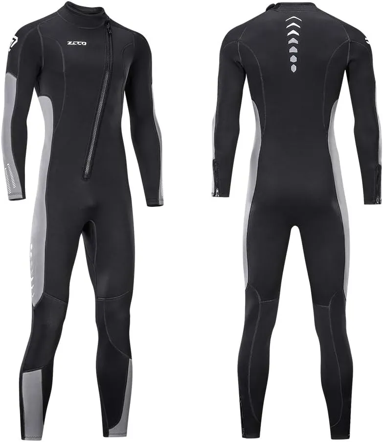 Men and Women Wet Suit 3mm Neoprene Diving Wetsuit with Front Zipper for Scuba, Surfing, Cold Water