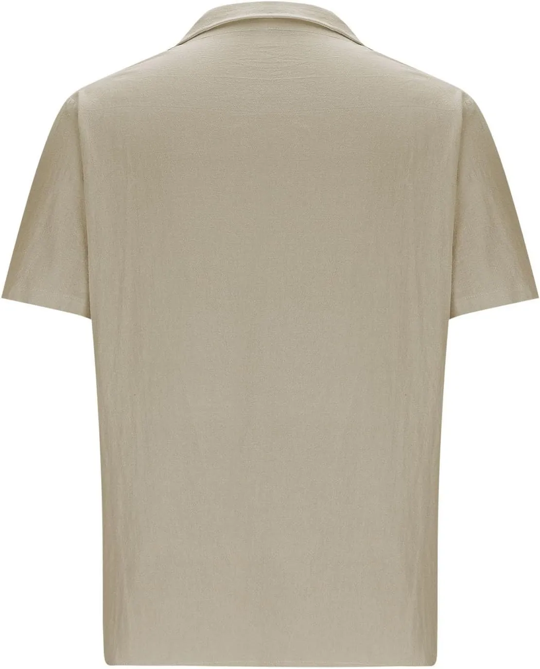 Men Cotton Linen Guayabera Shirts Casual Short Sleeve Button Down Work Shirt Solid Color Business Office Dress Tops