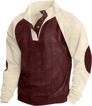 Mens Casual Shirts 2024 Fashion Long Sleeve Corduroy Button Shirt Loose Lightweight Pullover Sweatshirt No Hoodie