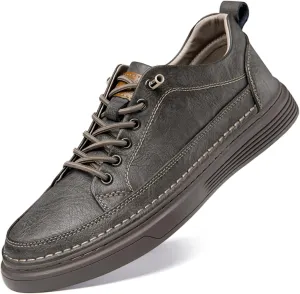 Mens Casual Shoes Fashion Leather Low Top Sneakers Breathable Comfort Walking Shoes for Men