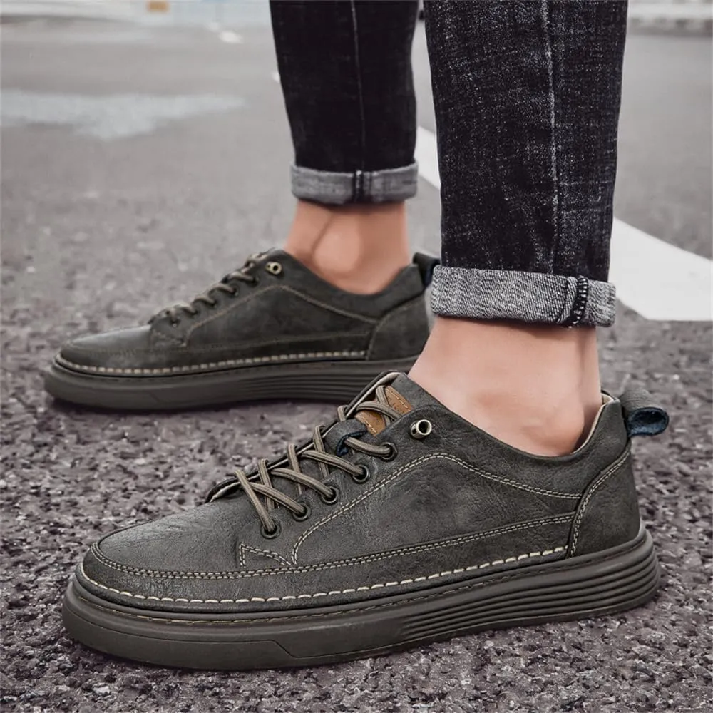 Mens Casual Shoes Fashion Leather Low Top Sneakers Breathable Comfort Walking Shoes for Men