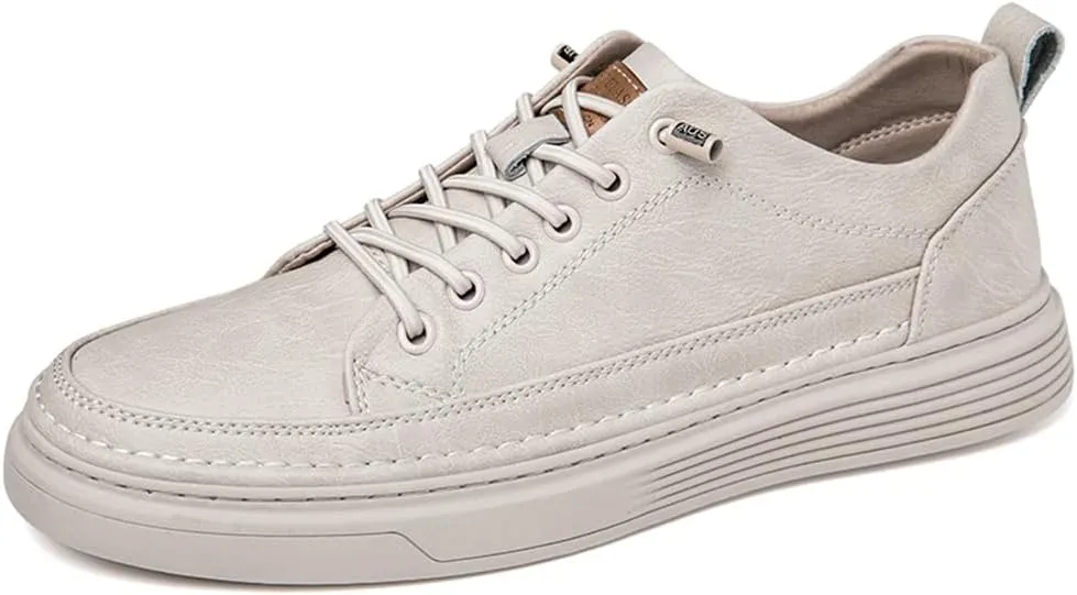 Mens Casual Shoes Fashion Leather Low Top Sneakers Breathable Comfort Walking Shoes for Men
