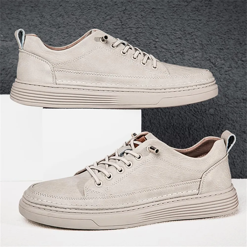 Mens Casual Shoes Fashion Leather Low Top Sneakers Breathable Comfort Walking Shoes for Men