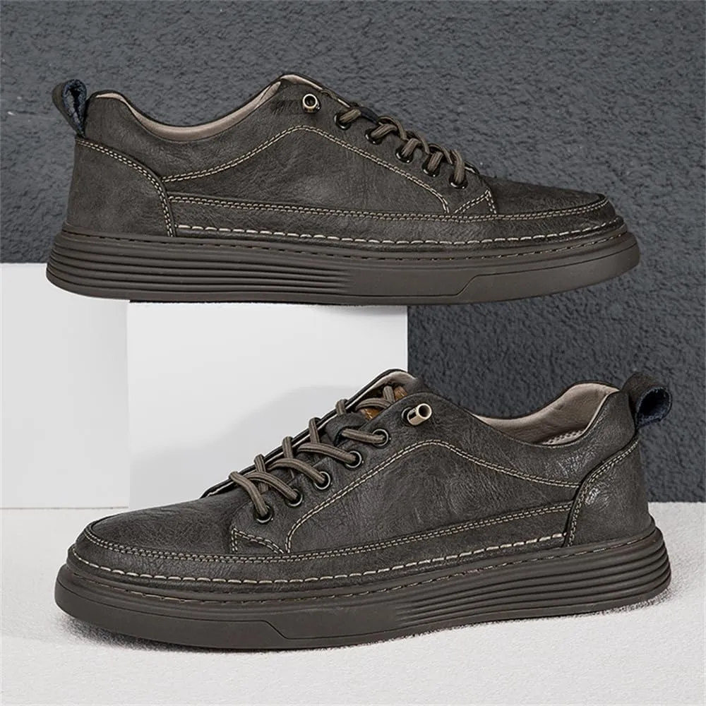 Mens Casual Shoes Fashion Leather Low Top Sneakers Breathable Comfort Walking Shoes for Men