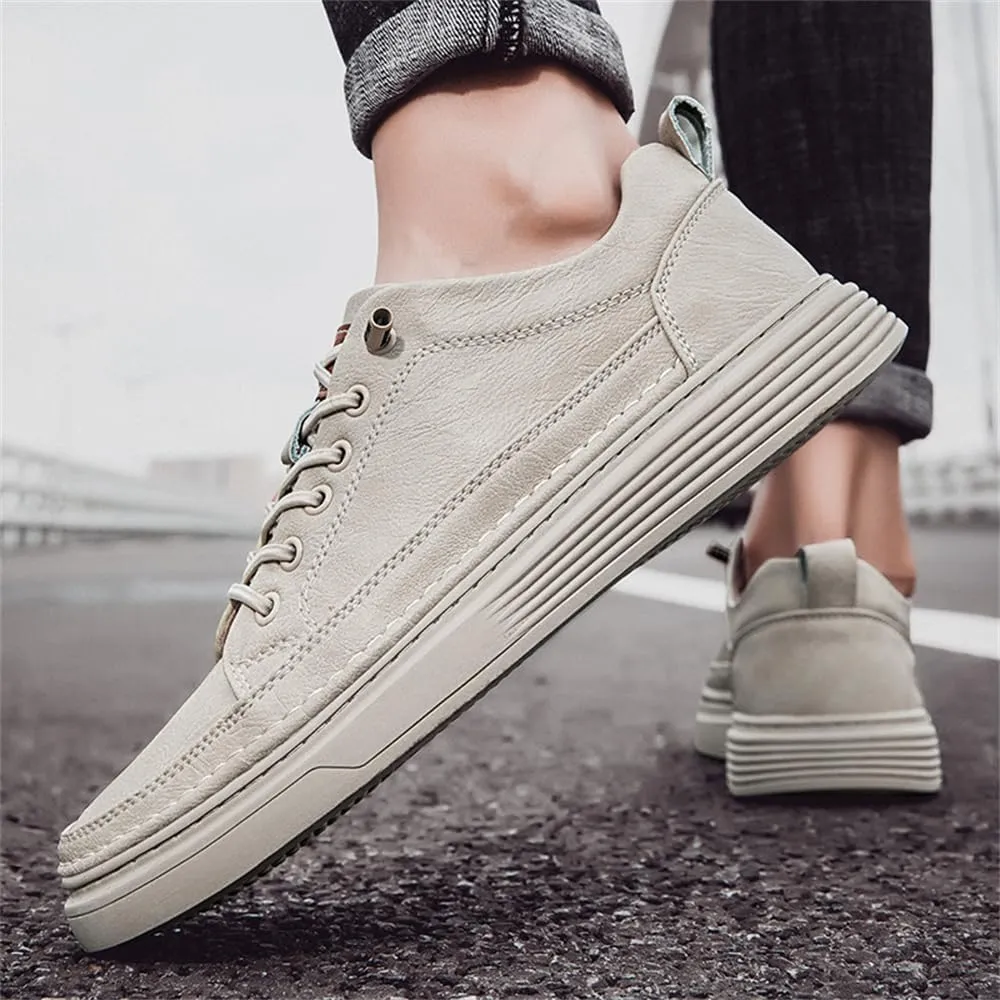 Mens Casual Shoes Fashion Leather Low Top Sneakers Breathable Comfort Walking Shoes for Men