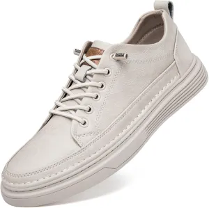 Mens Casual Shoes Fashion Leather Low Top Sneakers Breathable Comfort Walking Shoes for Men