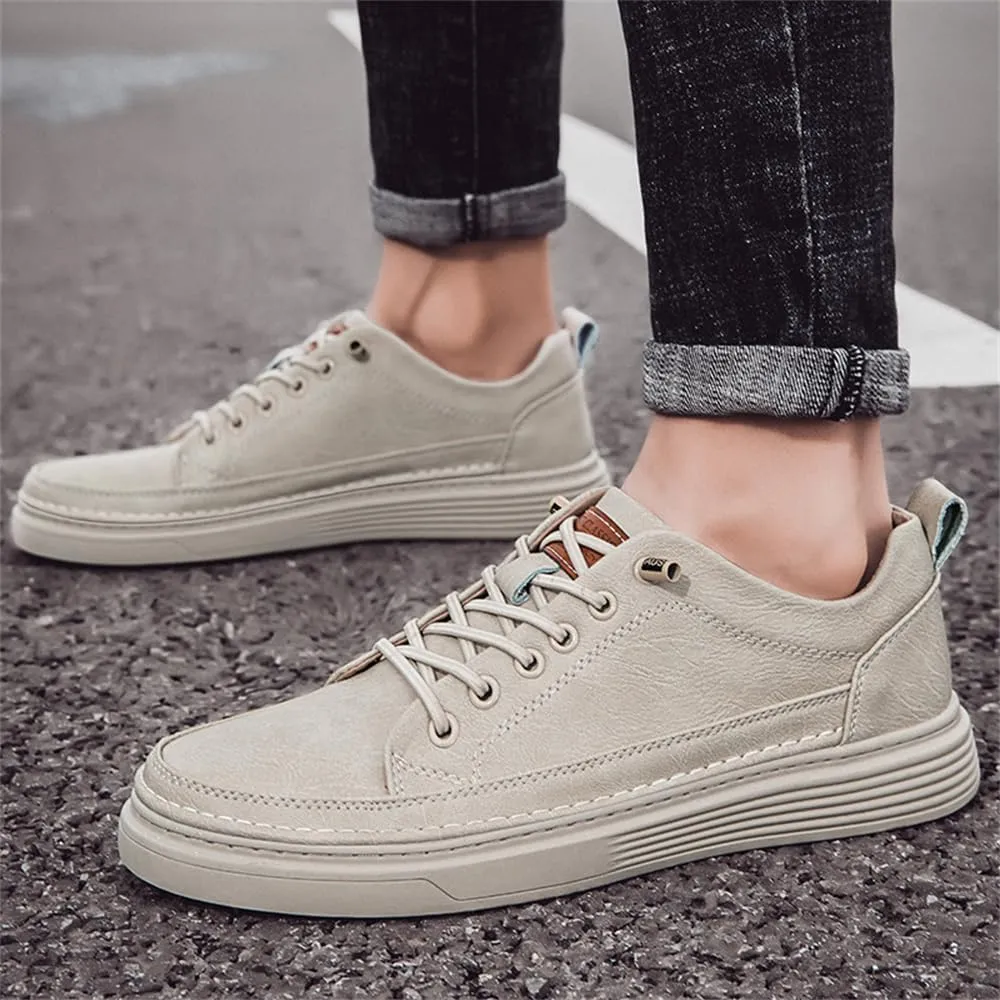 Mens Casual Shoes Fashion Leather Low Top Sneakers Breathable Comfort Walking Shoes for Men