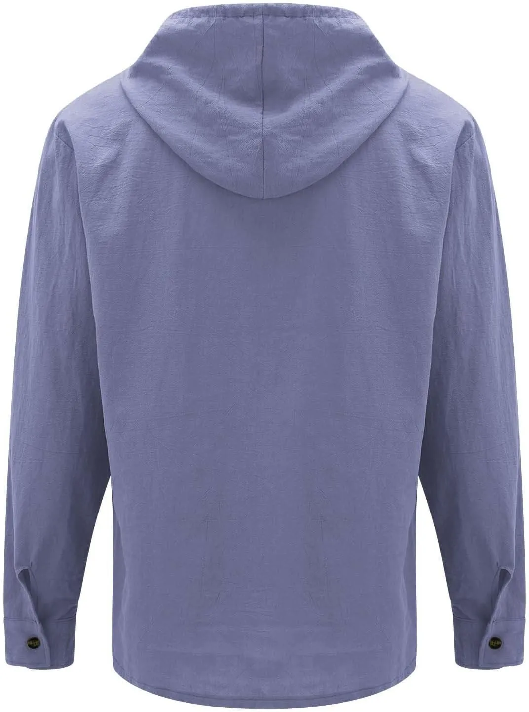 Mens Cotton Linen Shirts with Hooded Casual 3/4 Roll-Up Sleeve Summer Beach Hippie Shirt Lightweight Drying Tee Tops