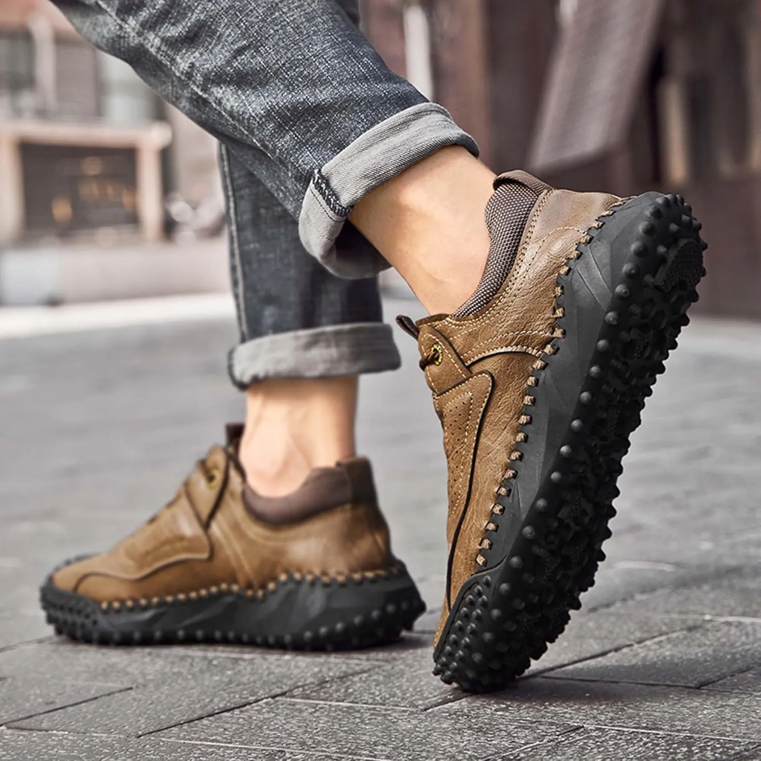 Men's Hiking Climbing Shoes Retro Thick Bottom Casual Walking Non-Slip Waterproof Outdoor Cross-Country Adventure Backpacking Travel Shoes