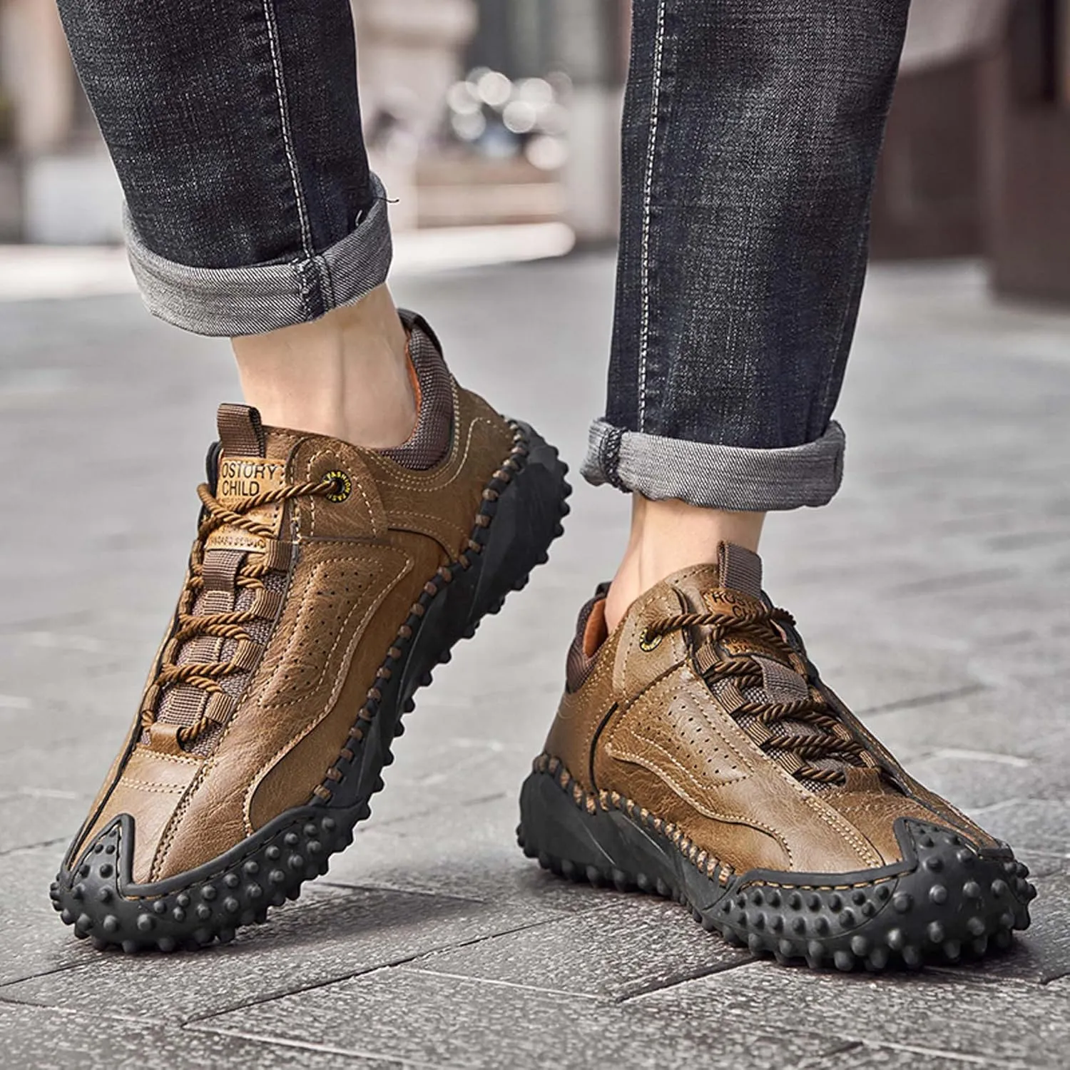 Men's Hiking Climbing Shoes Retro Thick Bottom Casual Walking Non-Slip Waterproof Outdoor Cross-Country Adventure Backpacking Travel Shoes