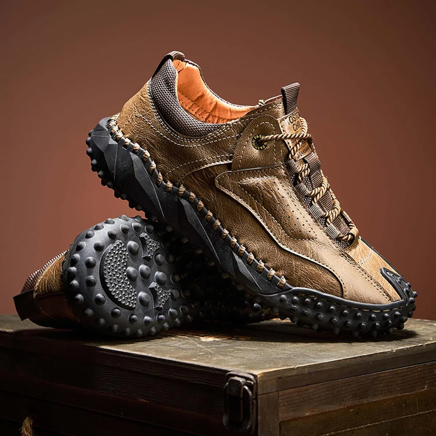 Men's Hiking Climbing Shoes Retro Thick Bottom Casual Walking Non-Slip Waterproof Outdoor Cross-Country Adventure Backpacking Travel Shoes