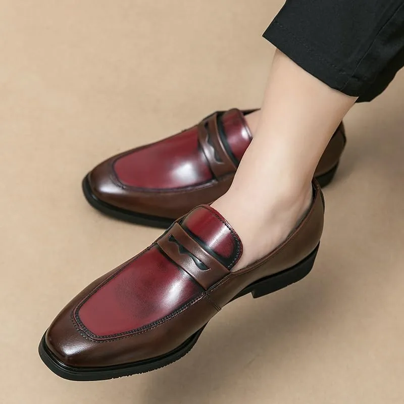 Men's Leather Loafers Pointed Shoes Casual Men Low-heel Shoes