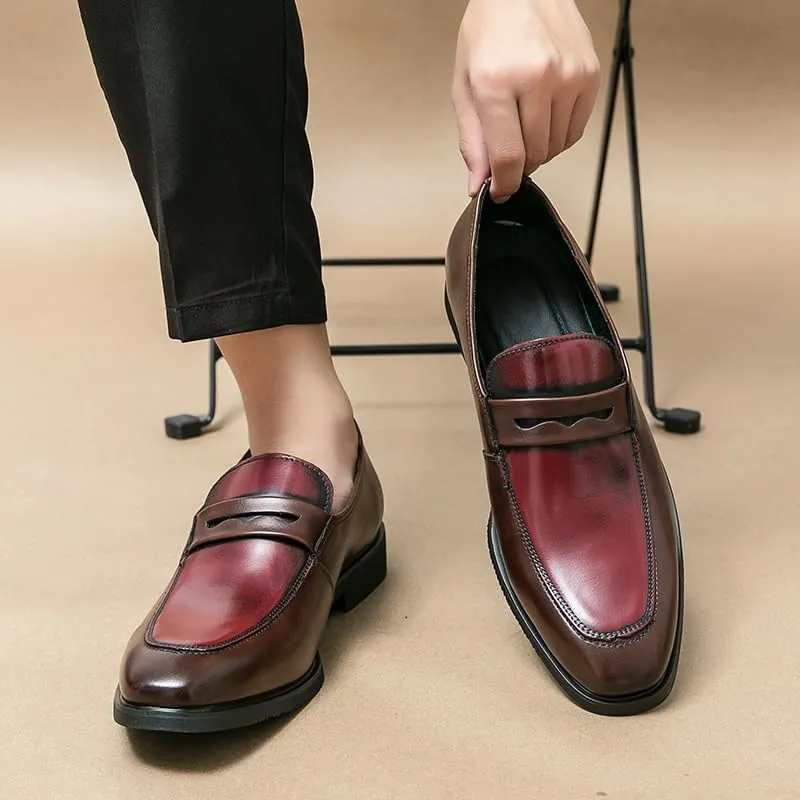 Men's Leather Loafers Pointed Shoes Casual Men Low-heel Shoes