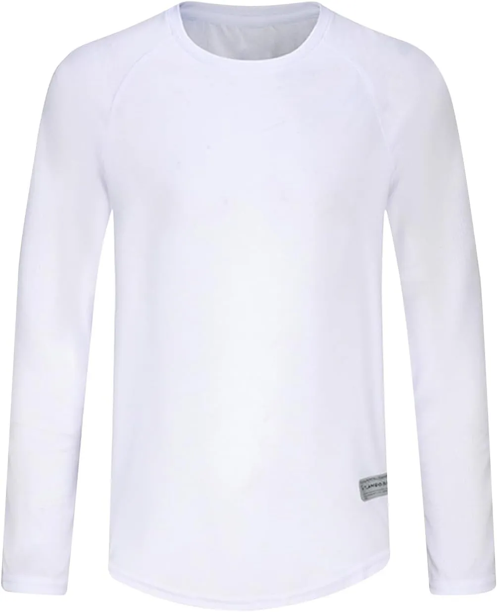 Mens Plus Size Wrinkle Free Tops Long Sleeve Crew Neck T-shirts Summer Solid Color Tees Lightweight Comfy Sweatshirt