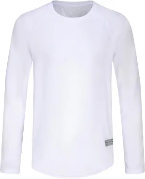 Mens Plus Size Wrinkle Free Tops Long Sleeve Crew Neck T-shirts Summer Solid Color Tees Lightweight Comfy Sweatshirt
