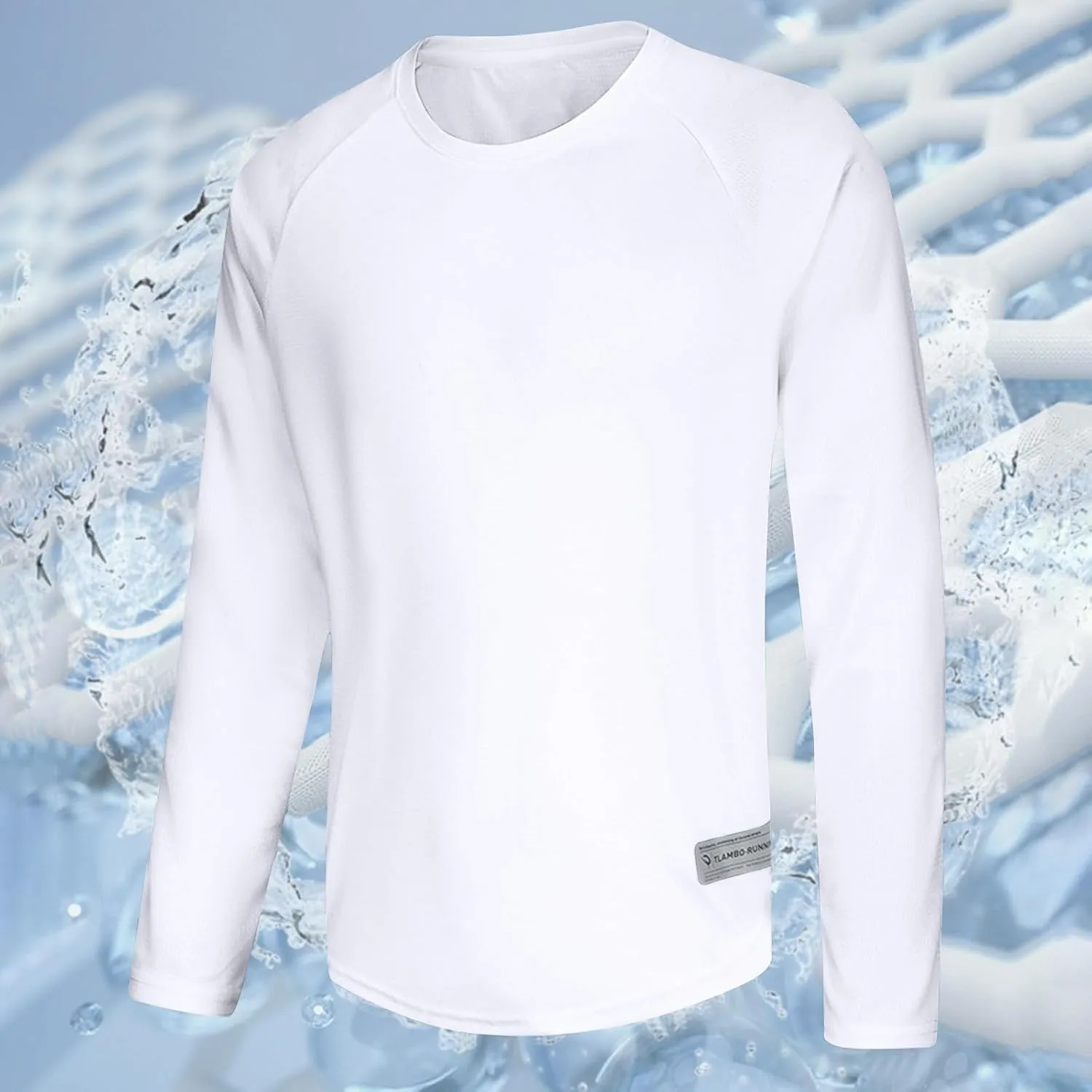Mens Plus Size Wrinkle Free Tops Long Sleeve Crew Neck T-shirts Summer Solid Color Tees Lightweight Comfy Sweatshirt