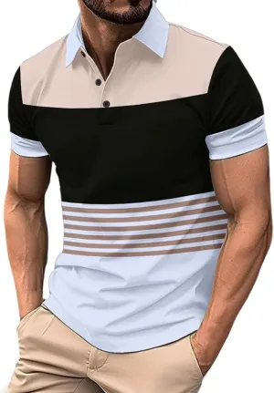 Mens Shirts Short Sleeve Summer Casual Short Sleeved Buttons Lapel Solid Color Short Sleeved T Shirt Tops Polo White